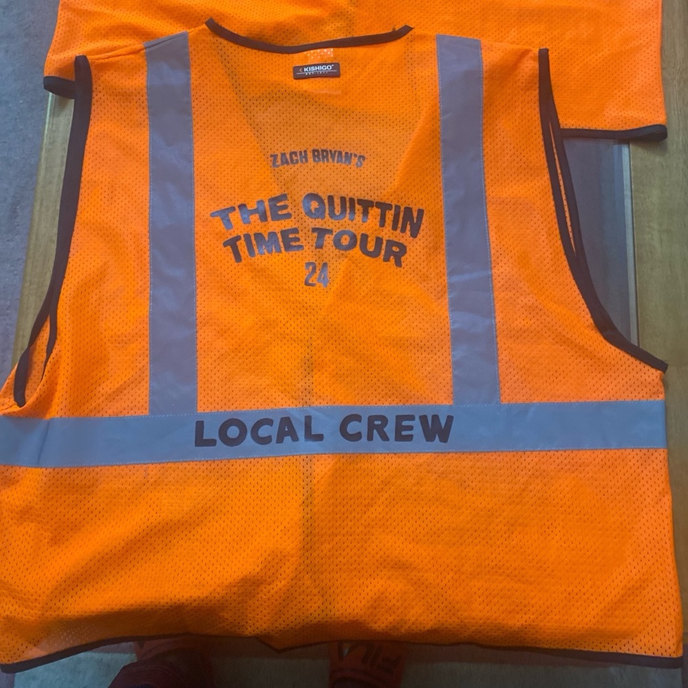 ZACH BRYAN Local Crew Reflective Vest - 2024 “THE QUITTIN’ TIME” Tour - NWT